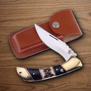 Frost Cutlery Folding Knife 4" Stainless Blade Stag Bone / Buffalo Horn Handle
