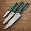 GERBER CompIEAT Fixed Knife Set Chef Serrated Paring Stainless Blades Rubberized