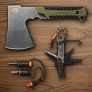 GERBER Camp Kit Pack Hatchet Stakeout Multitool Fire Starter Zippered Storage