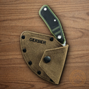 Gerber Downwind Ulu Fixed knife Stainless Steel Blade Black/Green G10 Handle.