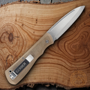 Gerber Mansfield Folding knife 3.25" Stainless Steel Blade Natural Canvas Micarta Handle.