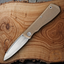 Gerber Mansfield Folding knife 3.25" Stainless Steel Blade Natural Canvas Micarta Handle.