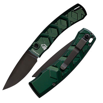 Piranha Knives X Tactical Folding Automatic Knife 3.25" 154CM Steel Blade Green Aluminum Handle 14GT -Piranha Knives - Survivor Hand Precision Knives & Outdoor Gear Store