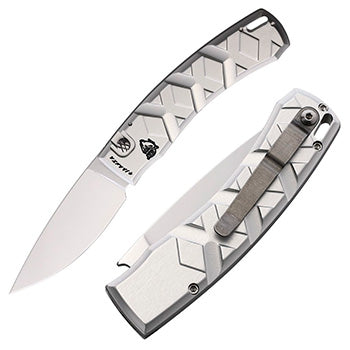 Piranha Knives X Folding Automatic Knife 3.25" 154CM Steel Blade Silver Aluminum Handle 14S -Piranha Knives - Survivor Hand Precision Knives & Outdoor Gear Store