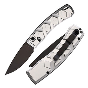 Piranha Knives X Tactical Folding Automatic Knife 3.25" 154CM Steel Blade Silver Aluminum Handle 14ST -Piranha Knives - Survivor Hand Precision Knives & Outdoor Gear Store