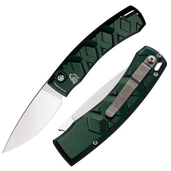 Piranha Knives X Folding Automatic Knife 3.25" 154CM Steel Blade Green Aluminum Handle 14G -Piranha Knives - Survivor Hand Precision Knives & Outdoor Gear Store