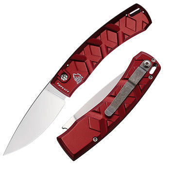 Piranha Knives X Folding Automatic Knife 3.25" 154CM Steel Blade Red Aluminum Handle 14R -Piranha Knives - Survivor Hand Precision Knives & Outdoor Gear Store