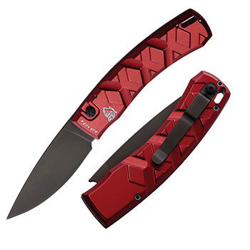 Piranha Knives X Tactical Folding Automatic Knife 3.25" 154CM Steel Blade Red Aluminum Handle 14RT -Piranha Knives - Survivor Hand Precision Knives & Outdoor Gear Store