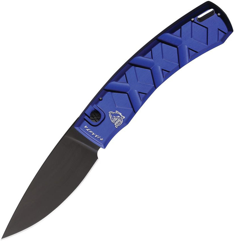 Piranha Knives X Tactical Folding Automatic Knife 3.25" Black Oxide Coated 154CM Steel Blade Blue Aluminum Handle 14BT -Piranha Knives - Survivor Hand Precision Knives & Outdoor Gear Store