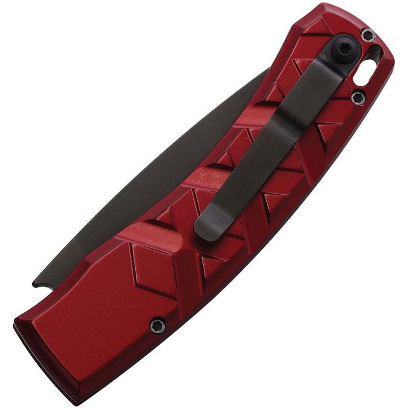 Piranha Knives X Tactical Folding Automatic Knife 3.25" 154CM Steel Blade Red Aluminum Handle 14RT -Piranha Knives - Survivor Hand Precision Knives & Outdoor Gear Store