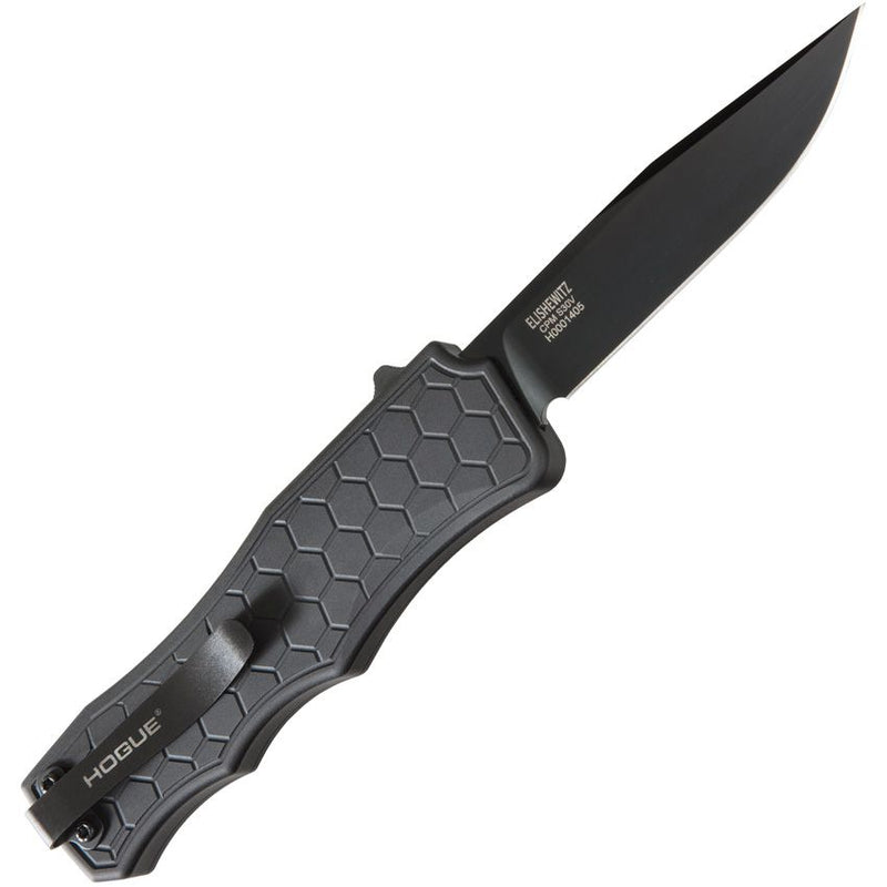 Hogue Exploit Out-The-Front Folding Automatic Knife 3.5" Black PVD Coated CPM S30V Steel Clip Point Blade Anodized Aluminum Handle 34056 -Hogue - Survivor Hand Precision Knives & Outdoor Gear Store