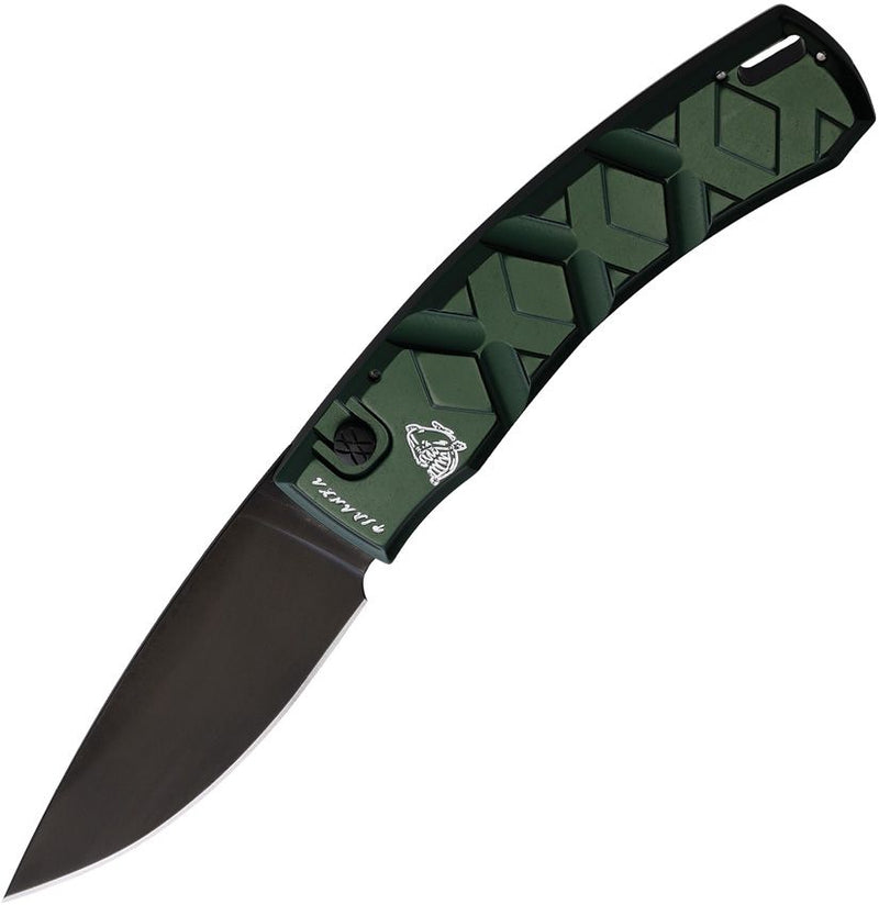 Piranha Knives X Tactical Folding Automatic Knife 3.25" 154CM Steel Blade Green Aluminum Handle 14GT -Piranha Knives - Survivor Hand Precision Knives & Outdoor Gear Store