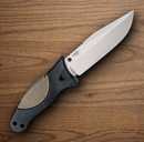Hogue EX-F02 Fixed Knife 4.5" 154CM Steel Blade Flat Dark Earth/Black  Rubber/Polymer Handle