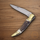 Hen & Rooster Int Folding Knife 3.88" Satin 1.4116 Steel Blade Deer Stag Handle