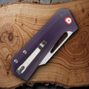 CJRB Ruffian Linerlock Folding Knife 3" AR-RPM9 Steel Blade Purple G-10 Handle