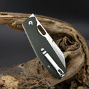 CJRB Ekko Folding Knife 3.25 AR-RPM9 Steel Sheepsfoot Blade Green Micarta Handle