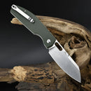 CJRB Ekko Folding Knife 3.25 AR-RPM9 Steel Sheepsfoot Blade Green Micarta Handle
