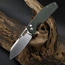 CJRB Ekko Folding Knife 3.25 AR-RPM9 Steel Sheepsfoot Blade Green Micarta Handle