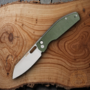 CJRB Ekko Button Lock Folding Knife 3.25" AR-RPM9 Steel Extended Tang Blade Green Micarta Handle
