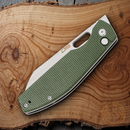 CJRB Ekko Button Lock Folding Knife 3.25" AR-RPM9 Steel Extended Tang Blade Green Micarta Handle