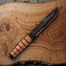 KA-BAR USMC Fighting Fixed Knife 7" 1095 Steel Blade Stacked Leather / Carbon Handle