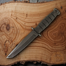 Ka-Bar Short Fixed Knife 5.25" 1095HC Steel Tanto Blade Black Rubber Handle