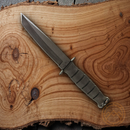 Ka-Bar Short Fixed Knife 5.25" 1095HC Steel Tanto Blade Black Rubber Handle