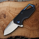 Komoran Framelock Folding Knife 2" Finish Stainless Steel Blade Black G10 Handle