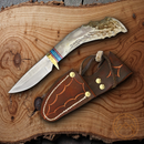 Ken Richardson Knives Small Fixed Knife 3" 1085HC Steel Blade Deer Antler Handle
