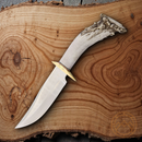 Ken Richardson Knives Fixed Knife 5" 1085HC Steel Blade Shed Deer Antler Handle