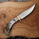 Ken Richardson Knives Fixed Knife 5" 1085HC Steel Blade Shed Deer Antler Handle