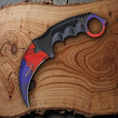 Multi Color Neck Fixed Knife 3.5" Stainless Blade Black Finger Grooved Nylon