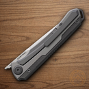 Maxace Kestrel Folding Knife 3.75" Bohler M390 Steel Blade Gray Titanium Handle