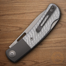 Maxace Beetle 2 Folding Knife 3.5" MagnaCut Steel Blade Silver Carbon Fiber Handle