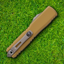 Microtech Auto Ultratech S/E Gen IV Folding Knife 3.13" Bohler M390MK Steel Blade Tan Aluminum Handle