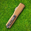 Microtech Auto Ultratech S/E Gen IV Folding Knife 3.5" Bohler M390MK Steel Blade Tan Aluminum Handle