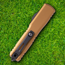 Microtech Auto Ultratech S/E Gen IV Folding Knife 3.5" Bohler M390MK Steel Blade Tan Aluminum Handle