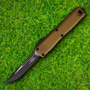 Microtech Auto Ultratech S/E Gen IV Folding Knife 3.5" Bohler M390MK Steel Blade Tan Aluminum Handle