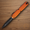 Microtech Auto Ultratech D/E Gen IV Folding Knife 3.5" Bohler M390MK Steel Blade Orange Aluminum Handle