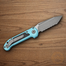 Microtech Auto LUDT GenIII Folding Knife 3.5" Bohler M390MK Steel Blade Turquoise/Black Aluminum Handle