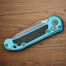Microtech Auto LUDT GenIII Folding Knife 3.5" Bohler M390MK Steel Blade Turquoise/Black Aluminum Handle