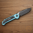 Microtech Auto LUDT GenIII Folding Knife 3.5" Bohler M390MK Steel Blade Turquoise/Black Aluminum Handle