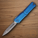 Microtech Auto Combat Troodon DE Gen III Folding Knife 4" Bohler M390MK Steel Blade Blue Aluminum Handle
