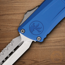 Microtech Auto Combat Troodon DE Gen III Folding Knife 4" Stainless Steel Blade Blue Aluminum Handle