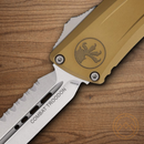 Microtech Auto Combat Troodon DE Gen III Folding Knife 4" Bohler M390MK Steel Blade Tan Aluminum Handle
