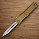 Microtech Auto Combat Troodon DE Gen III Folding Knife 4" Bohler M390MK Steel Blade Tan Aluminum Handle