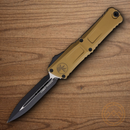 Microtech Auto Combat Troodon DE Gen III Folding Knife 4" Bohler M390MK Steel Blade Tan Aluminum Handle