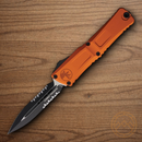 Microtech Auto Combat Troodon DE Gen III Folding Knife 4" Bohler M390MK Steel Blade Orange Aluminum Handle
