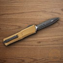 Microtech Auto Combat Troodon DE Gen III Folding Knife 4" Bohler M390MK Steel Blade Tan Aluminum Handle