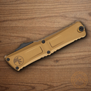 Microtech Auto Combat Troodon DE Gen III Folding Knife 4" Bohler M390MK Steel Blade Tan Aluminum Handle